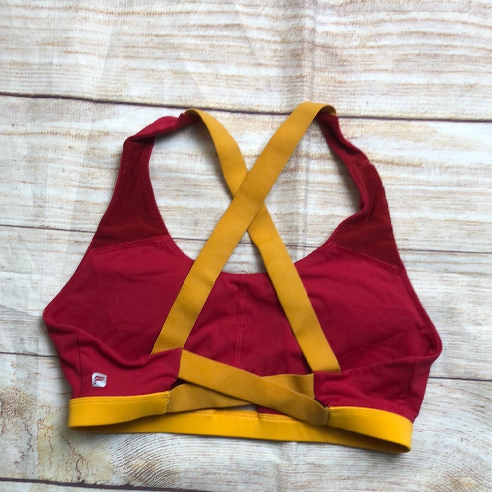 Stylish Red and Gold Women's Sports Bra - Picture 2 of 4